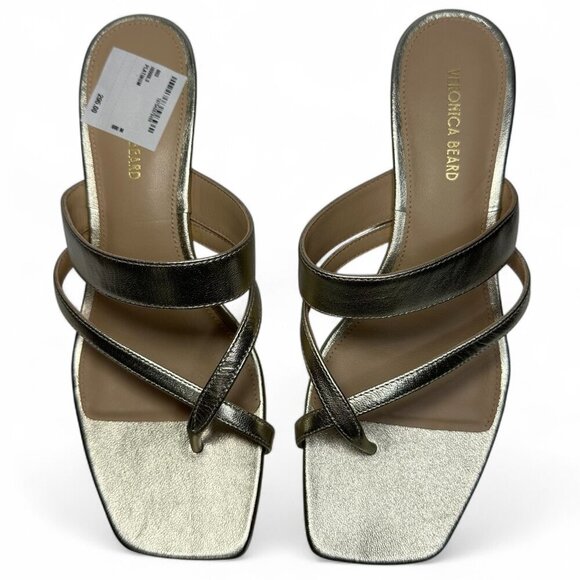 VERONICA BEARD Alanis Strappy Slip On Mid Heel Sandals, Gold, Size 8, NWOB - Picture 5 of 13